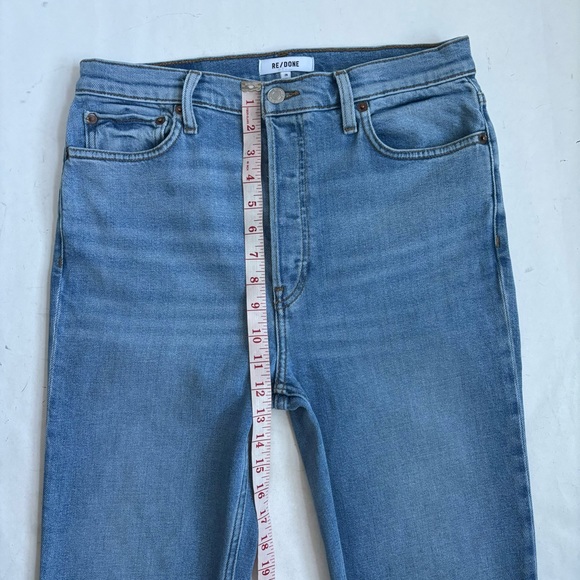 Redone 90’s High Rise Ankle Crop Button Fly Blue Denim Jeans 29 - Picture 13 of 17